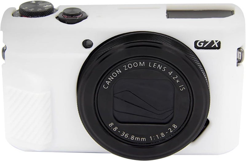 Easy Hood حافظة G7X Mark II لكاميرا G7X، غلاف سيليكون ناعم واقي لكاميرا كانون باورشوت G7X Mark II DSLR (أبيض) - Image 1